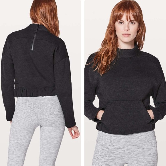 lululemon athletica Tops - Lululemon Light As Warmth Crew pullover sweatshirt Heathered Core Black size 8​